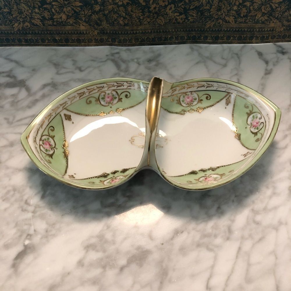 Vintage Hand Painted Basket Dish